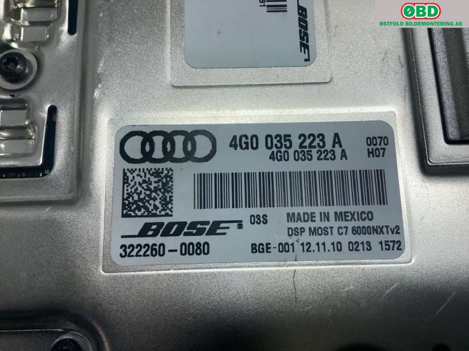 Bilstereo forsterker til Audi A8 2010-2013 (Type III, Fase 1)  (AUDI|4G0 035 223 A||4G0035223A)