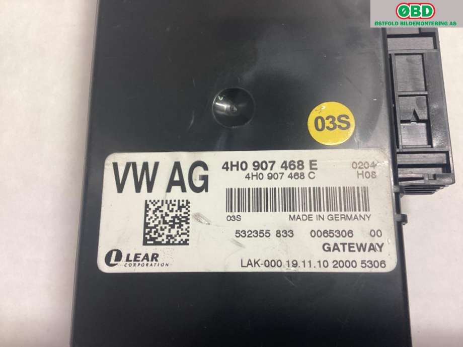 Styreenhet diverse til Audi A8 2010-2013 (Type III, Fase 1)  (AUDI|4H0 907 468 G|4H0 907 468 AH|4H0 907 468 E)