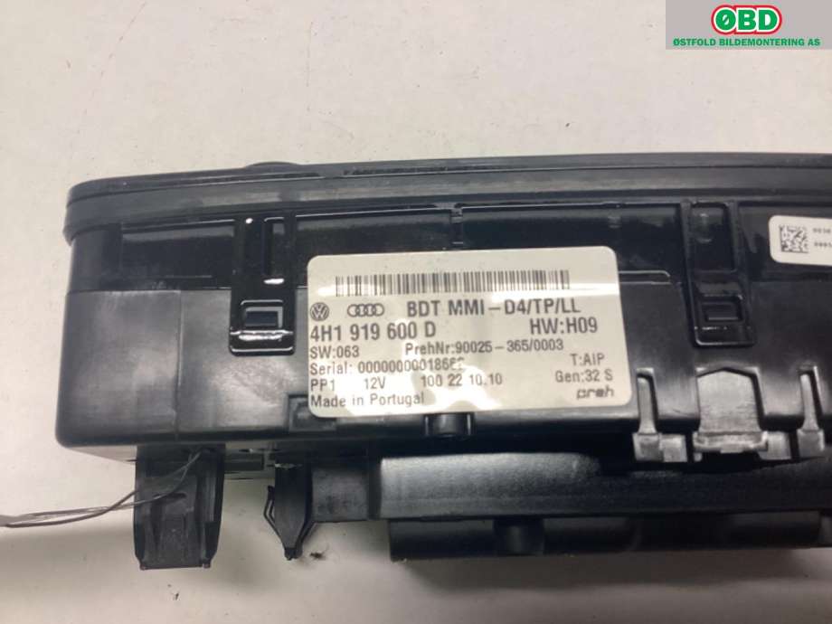 Bryter diverse til Audi A8 2010-2013 (Type III, Fase 1)  (AUDI|4H1 919 600 M||4H1919600D)