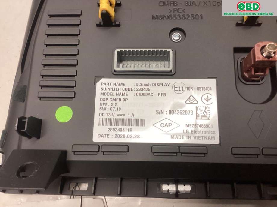 Instrument kjørecomputer til Renault Zoe 2013-2019 (Fase 1)  (RENAULT|280349411R|280915092R)