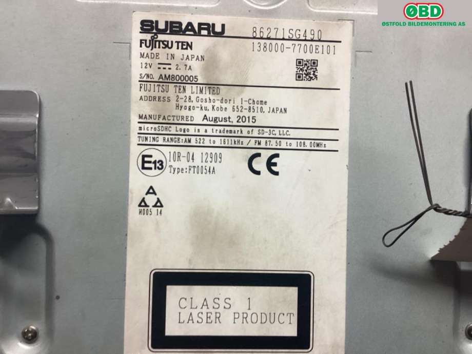 Bilstereo til Subaru Forester 2013-2019 (Type IV)  (|86271SG490)