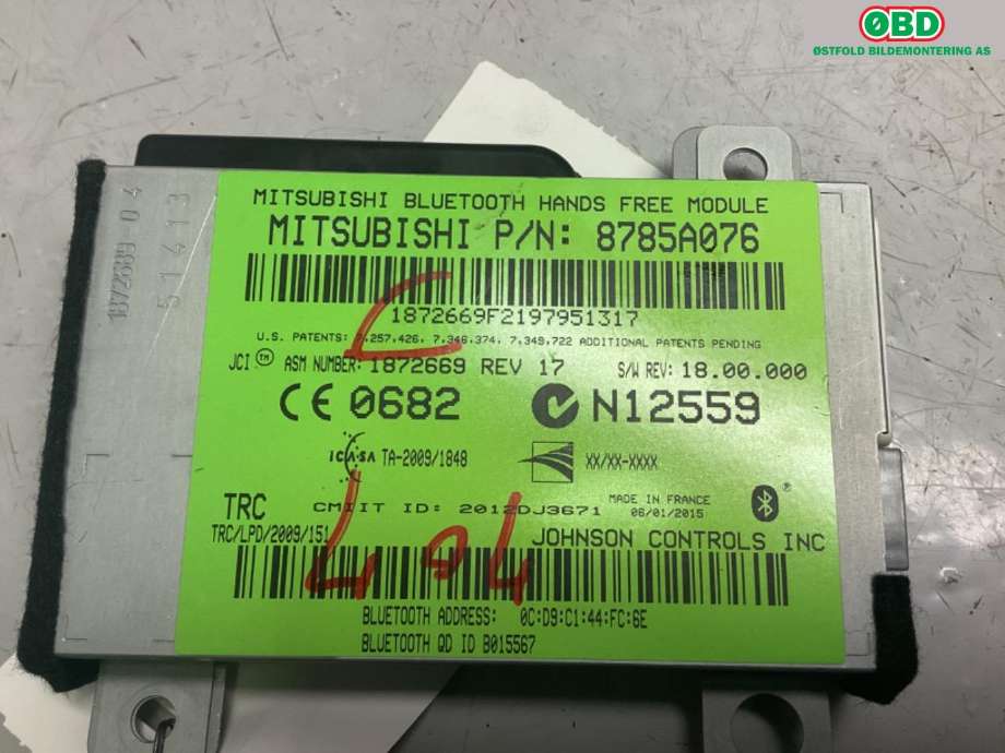 Styreenhet bluetooth til Mitsubishi Outlander 2015-->> (Type III, Fase 2)  (MITSUBISHI|8785A076|)