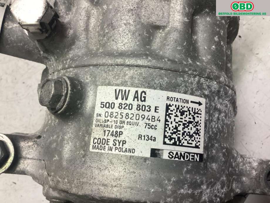 Aircondition kompressor til Škoda Octavia 2013-2016 (Type III, Fase 1)  (SKODA|5Q0 820 803 E|)
