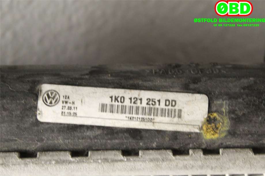 Radiator (automat gir) til VW Golf, Plus/Cross 2009-2013 (Fase 2)  (VOLKSWAGEN|1K0 121 251 DM|1K0 121 251 AB|1K0121251DD)