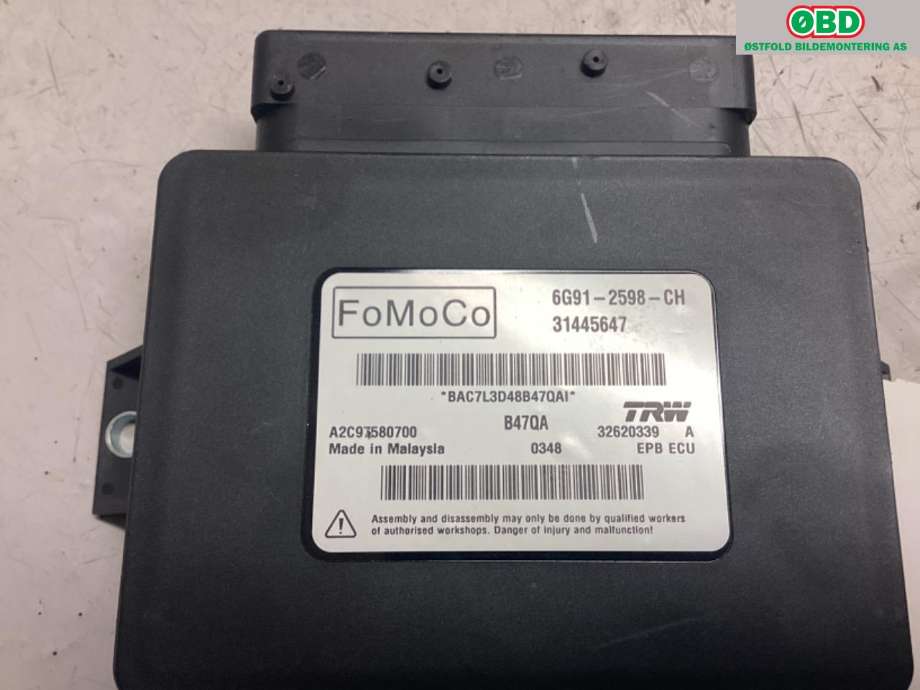 Styreenhet elektrisk parkbrems (EPB - Electric Parking Brake) til Volvo V60/V60 CC 2013-2018 (Type I, Fase 2)  (VOLVO|31445647|6G912598CH)