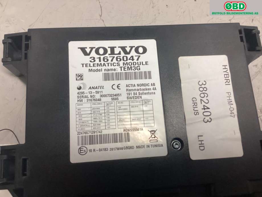 Styreenhet diverse til Volvo V60/V60 CC 2013-2018 (Type I, Fase 2)  (VOLVO|36011470||31676047)