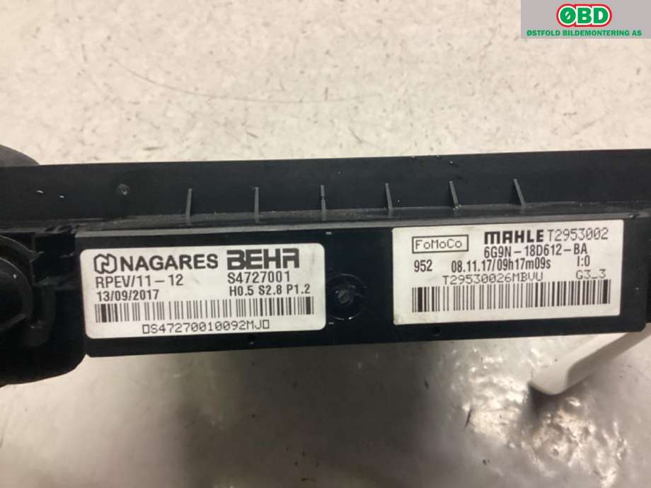 Varmeapparat register til Volvo V60/V60 CC 2013-2018 (Type I, Fase 2)  (VOLVO|31267446||6G9N18D612BA)