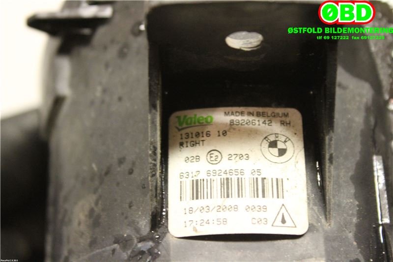 Tåkelykt høyre foran til BMW X5 2007-2013 (E70) (E70) (BMW|63 17 6 924 656||63176924656)