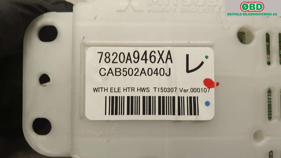 Varmeapparat betjening til Mitsubishi Outlander 2015-->> (Type III, Fase 2)  (MITSUBISHI|7820A946XA|)