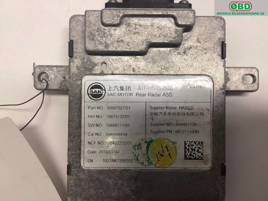Sensor radar til MG ZS EV 2019-2021 (Type I, Fase 1) (MG ZS EV KOMBI 5D|654457738|)