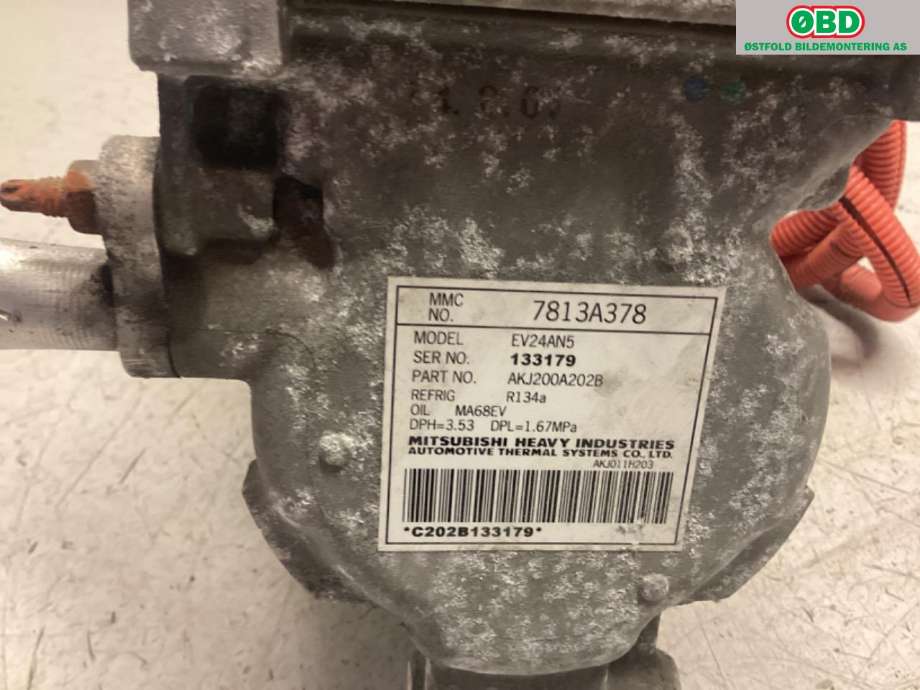 Aircondition kompressor til Mitsubishi Outlander 2015-->> (Type III, Fase 2)  (MITSUBISHI|7813A378|AKJ200A202B)