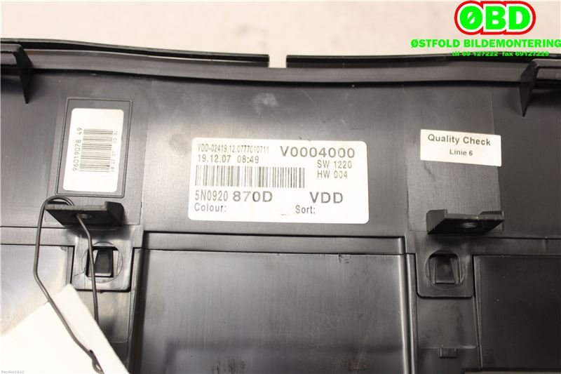 Instrumentpanel til VW Tiguan 2007-2011 (Type I, Fase 1)  (VOLKSWAGEN|5N0 920 870 DX||5N0920870D)