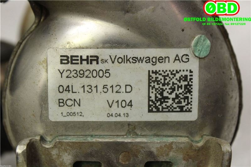 EGR-kjøler til Škoda Octavia 2013-2016 (Type III, Fase 1) (SKODA|04L 131 512 BH|04L 131 512 BQ|04L131512D)