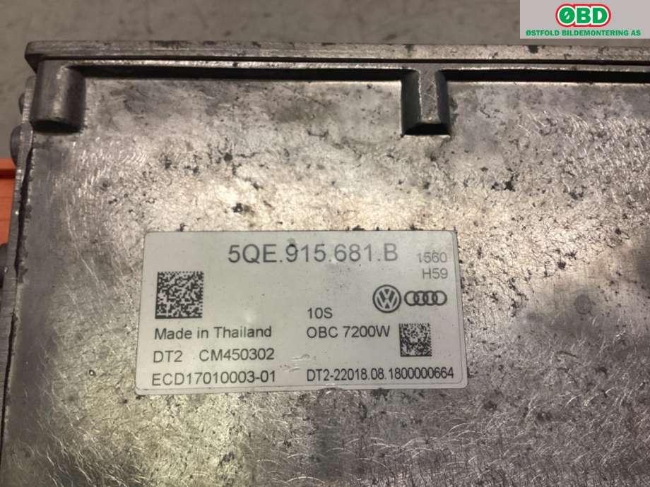 Batterilader (OBC - On Board Charger) til VW e-Golf 2017-2020 (Fase 2)  (VOLKSWAGEN|5QE 915 681 N||5QE915681B)