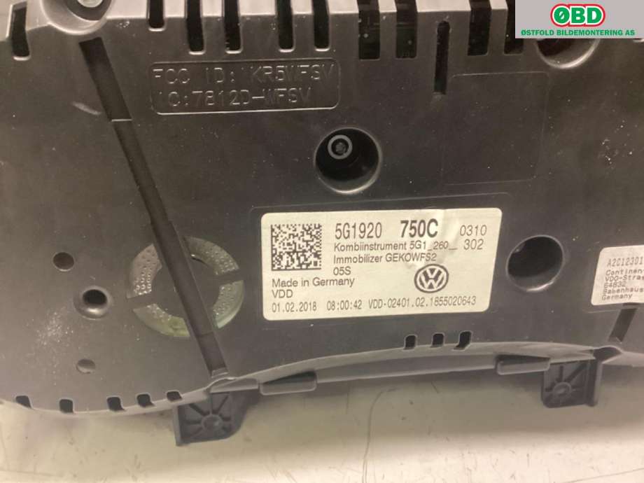 Instrumentpanel til VW Golf VII 2017-2020 (Fase 2)  (VOLKSWAGEN|5G1 920 750 C||5G1920750C)
