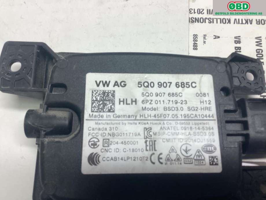 Sensor radar til VW e-Golf 2017-2020 (Fase 2)  (VOLKSWAGEN|5Q0 907 685 C||5Q0907685C)