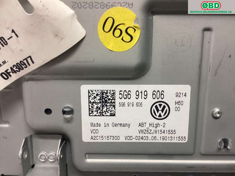 Bilstereo til VW e-Golf 2017-2020 (Fase 2)  (VOLKSWAGEN|5G6 919 606 C||5G6919606)