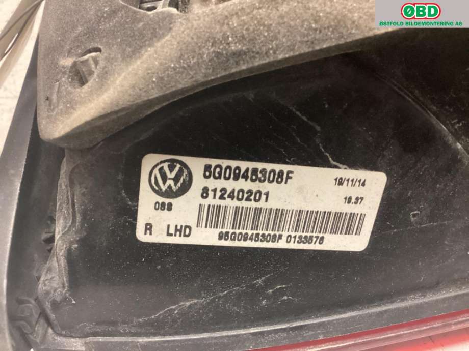Baklykt høyre indre til VW e-Golf 2014-2017 (Fase 1)  (VOLKSWAGEN|5G0 945 308 F||5G0945308F)
