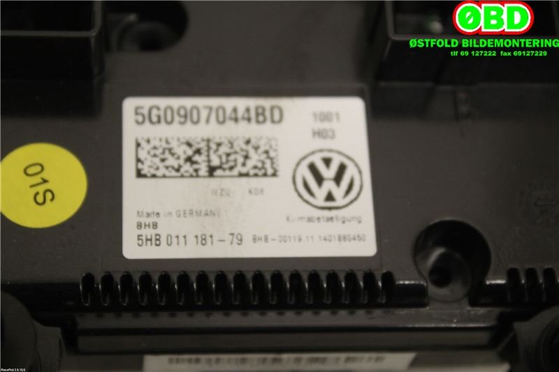 Varmeapparat betjening til VW Golf VII 2012-2017 (Fase 1) (VOLKSWAGEN|5G0 907 044 BD||5G0907044BD)
