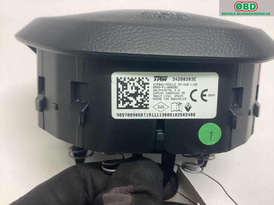 Airbag rattpute til Renault Zoe 2013-2019 (Fase 1)  (RENAULT|985708905R|)