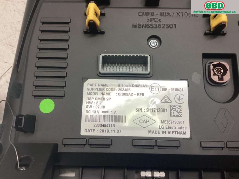 Instrument kjørecomputer til Renault Zoe 2013-2019 (Fase 1)  (RENAULT|280349411R|280915092R)