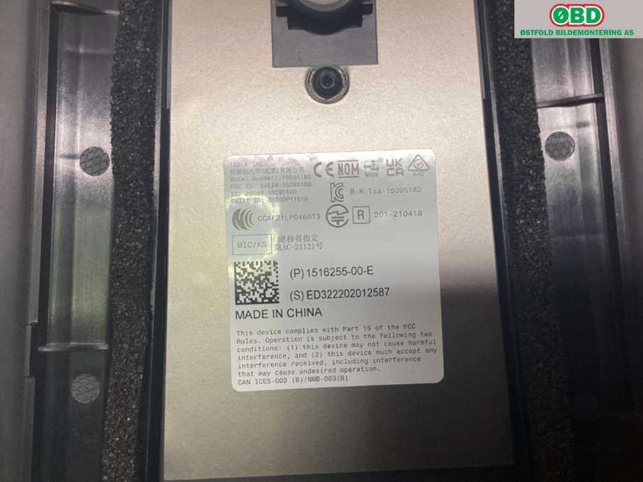 Kamera til Tesla Model Y 2021-2024 (Type I)  (|1516255-00-E)