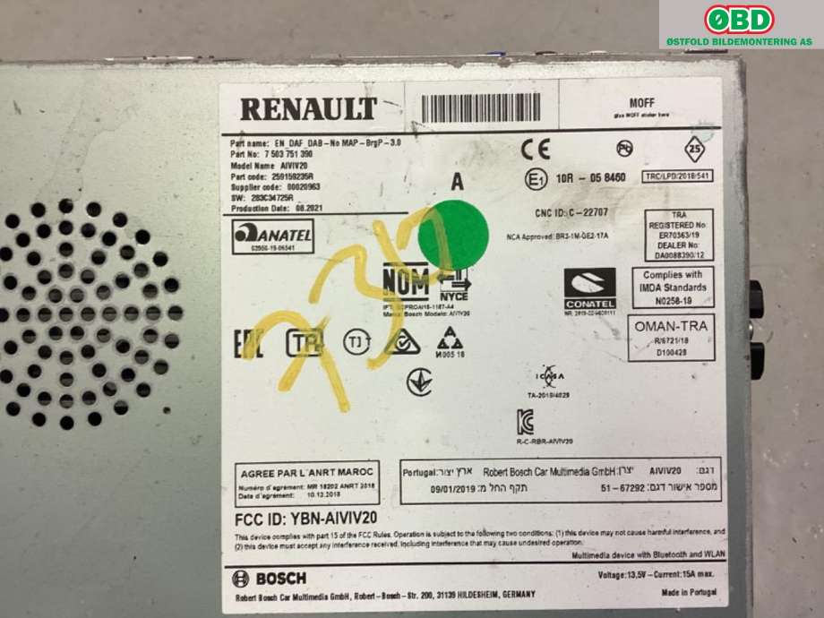 Bilstereo navigasjon til Renault Kangoo 2021-->> (Type III) (Renault Kangoo NY!!!!!!!!!|259159235R|)