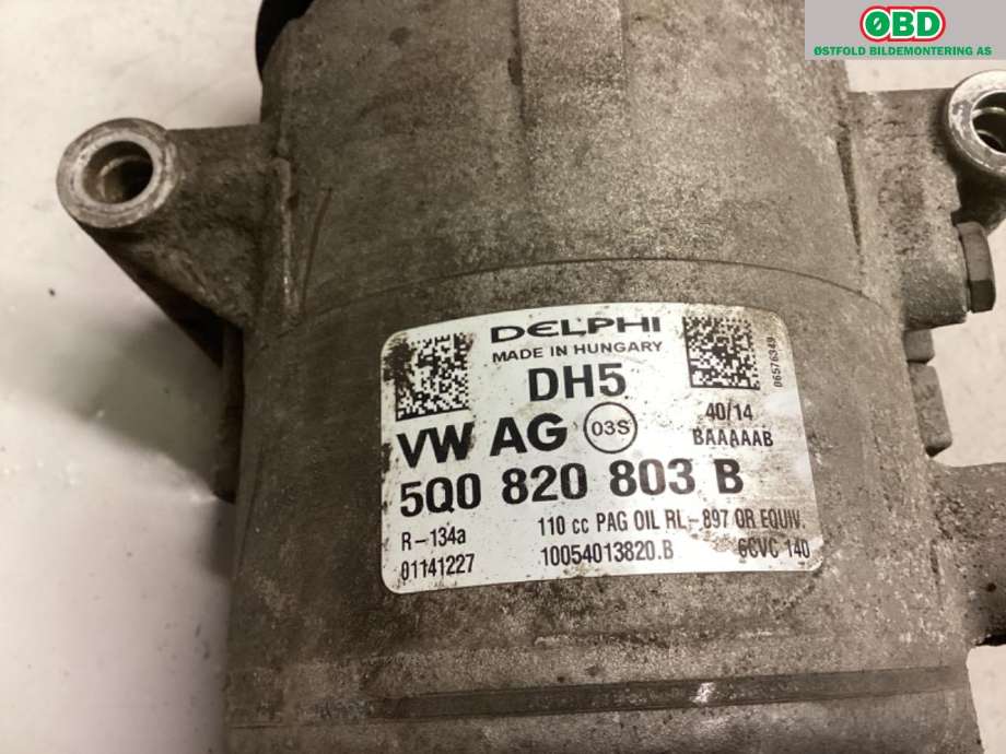 Aircondition kompressor til Škoda Octavia 2013-2016 (Type III, Fase 1)  (SKODA|5Q0 820 803 D|)