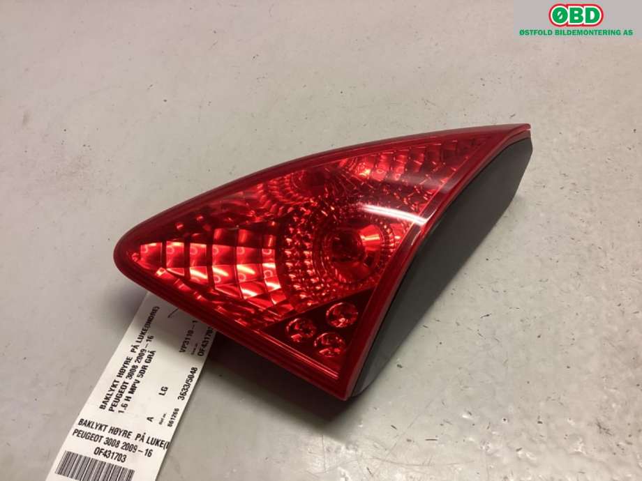 Baklykt høyre indre til Peugeot 3008 2009-2016 (Type I) (PEUGEOT|6351 HE|)