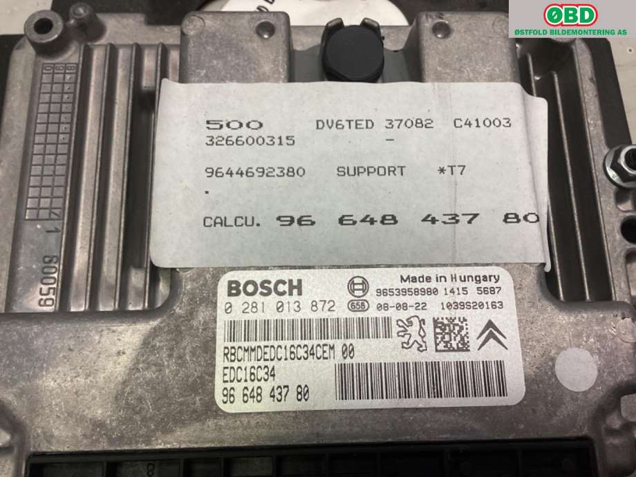 Styreenhet motor til Peugeot 308 2007-2011 (Type I, Fase 1)  (PEUGEOT|1943 V7||9664843780)