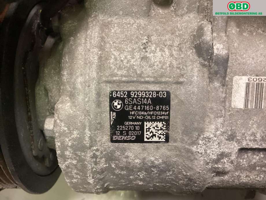 Aircondition kompressor til BMW 1-Serie 2015-2019 (Fase 2) (F20/F21) (F20/F21) (BMW|64 52 9 299 328||64529299328)