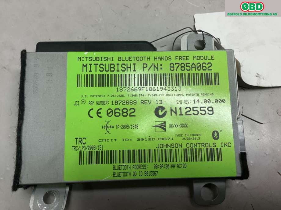 Styreenhet bluetooth til Mitsubishi Outlander 2012-2015 (Type III, Fase 1)  (MITSUBISHI|8785A062|)