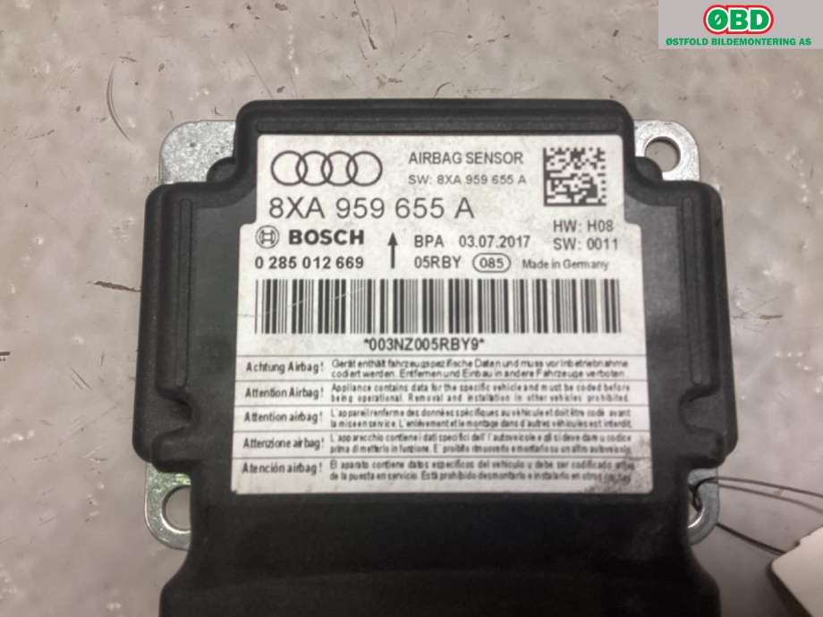Airbag elektronikk til Audi A1 2015-2018 (Type I, Fase 2) (AUDI|8XA 959 655 A||8XA959655A)