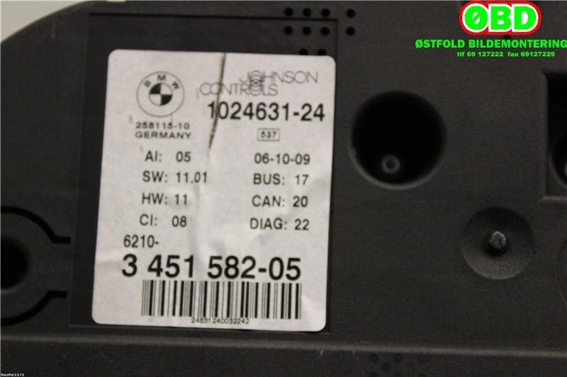 Instrumentpanel til BMW X3 2007-2010 (Fase 2) (E83) (E83) (BMW|62103451582|)