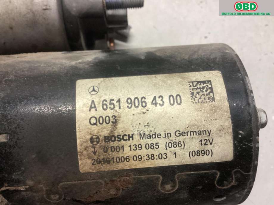 Starter diesel til Mercedes Sprinter 2013-2018 (Fase 2) (906) (906) (MERCEDES|A 651 906 43 00|)