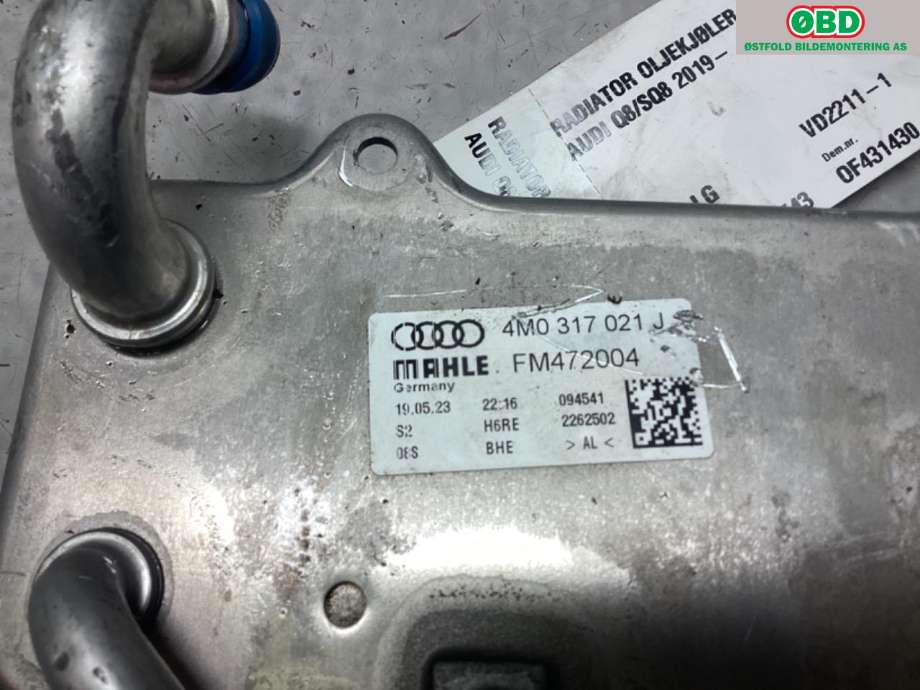 Oljekjøler til Audi Q8 2019-->> (Audi Q8 60 TFSI hybr|4M0 317 021 J|)