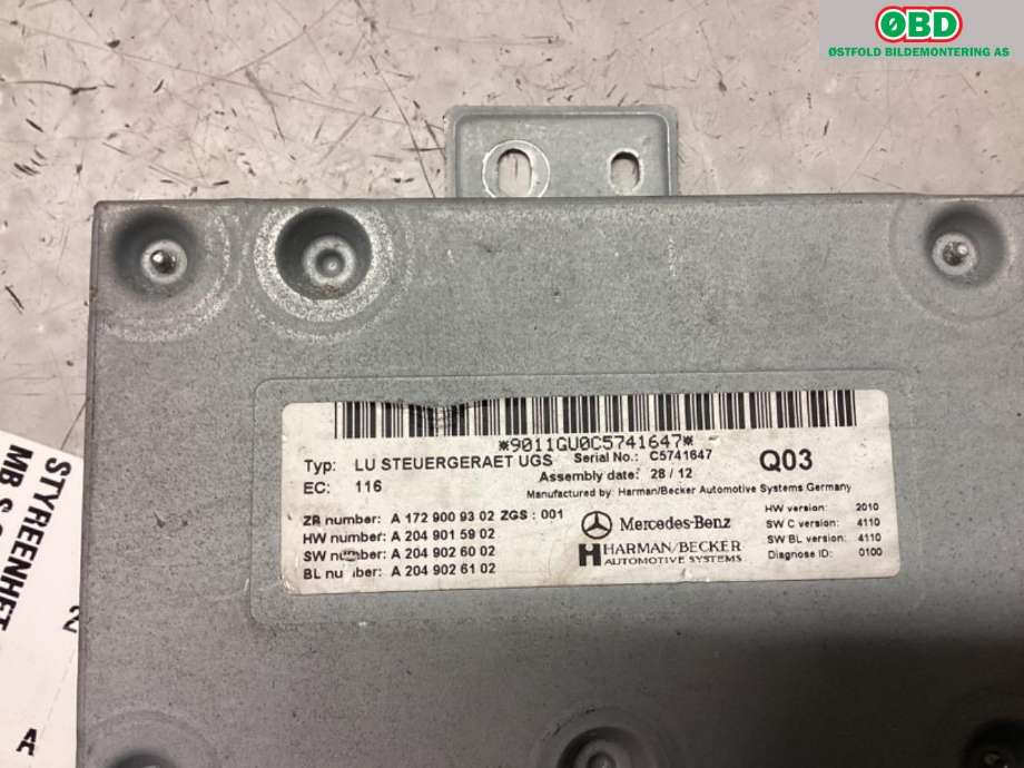 Styreenhet diverse til Mercedes S-Klasse 2005-2013 (W221) (W221) (MERCEDES|A 172 900 93 02||1729009302)