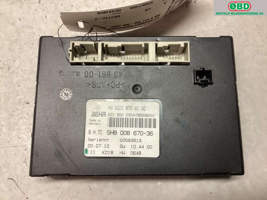 Styreenhet klima/aircondition til Mercedes S-Klasse 2005-2013 (W221) (W221) (MERCEDES||2218704192)