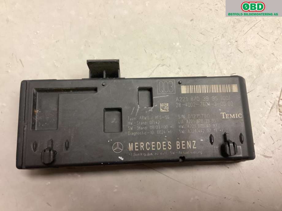 Styreenhet elektrisk bakluke til Mercedes S-Klasse 2005-2013 (W221) (W221) (MERCEDES|A 221 870 39 95||2218703995)