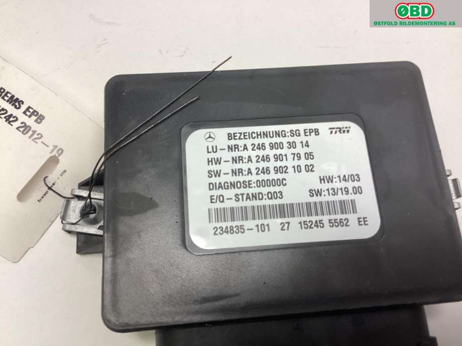 Styreenhet elektrisk parkbrems (EPB - Electric Parking Brake) til Mercedes B-Klasse 2011-2018 (W246) (W246) (MERCEDES|A 246 900 30 14|A 246 900 34 17|2469003014)