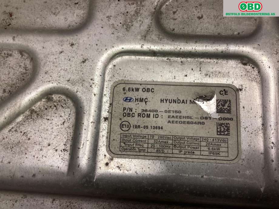 Batterilader (OBC - On Board Charger) til Hyundai Ioniq Electric 2016-2019 (Fase 1)  (HYUNDAI|36400 0E150||364000E150)