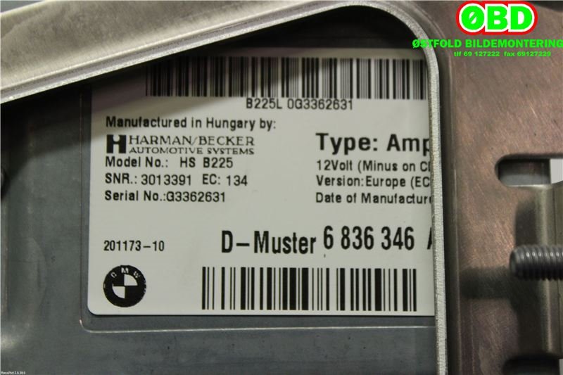 Bilstereo forsterker til BMW i3 2013-2022  (BMW|65 12 2 622 869|65 12 5 A41 CD8|6836346)