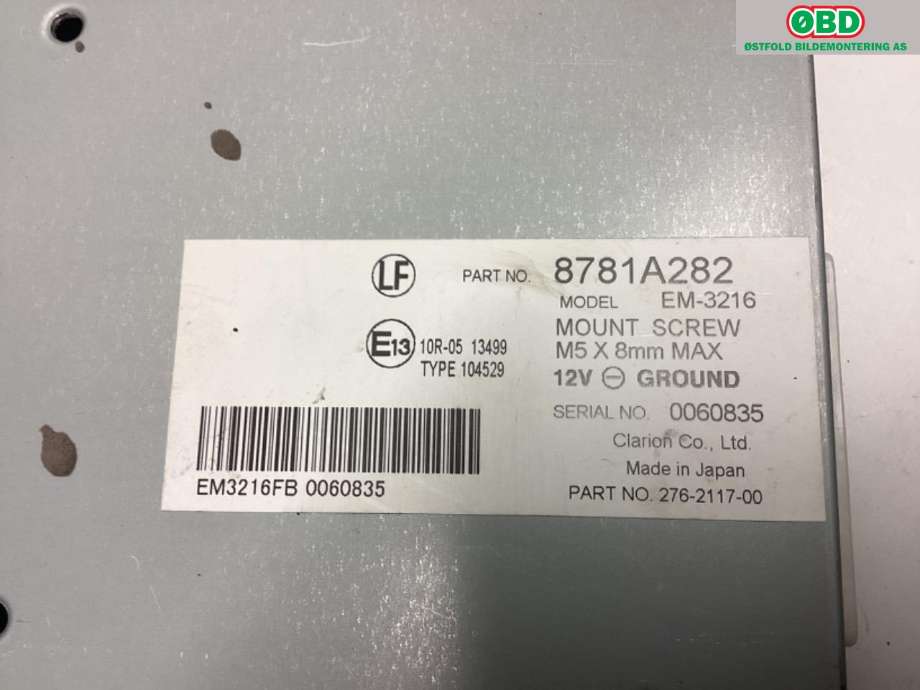 Styreenhet diverse til Mitsubishi Outlander 2015-->> (Type III, Fase 2)  (MITSUBISHI|8781A282|)