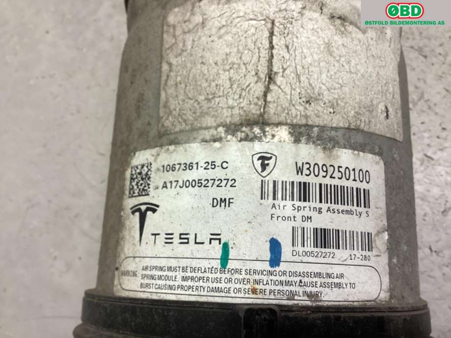 Fjær foran nivå luftpute/belg til Tesla Model S 2016-2021 (Fase 2)  (TESLA|1067361-25-C|)