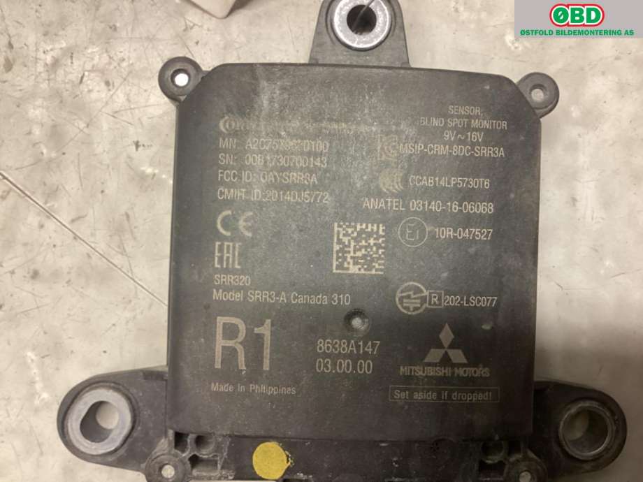 Sensor radar til Mitsubishi Outlander 2015-->> (Type III, Fase 2)  (MITSUBISHI|8638A147|)