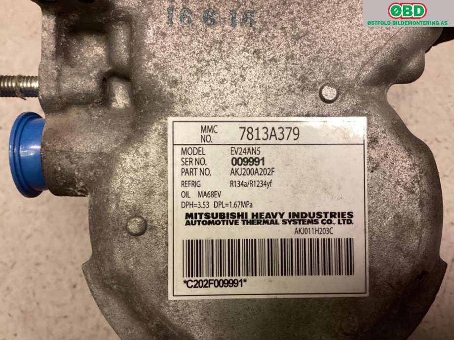 Aircondition kompressor til Mitsubishi Outlander 2015-->> (Type III, Fase 2)  (MITSUBISHI|7813A784|AKJ200A202F|7813A379)
