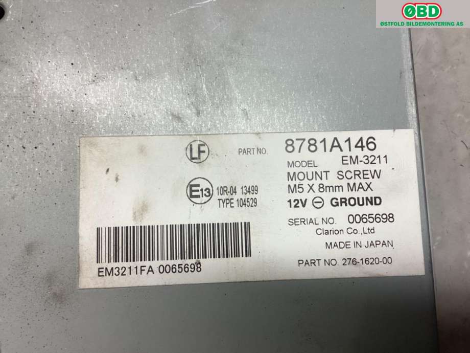 Styreenhet diverse til Mitsubishi Outlander 2015-->> (Type III, Fase 2)  (MITSUBISHI|8781A146|)