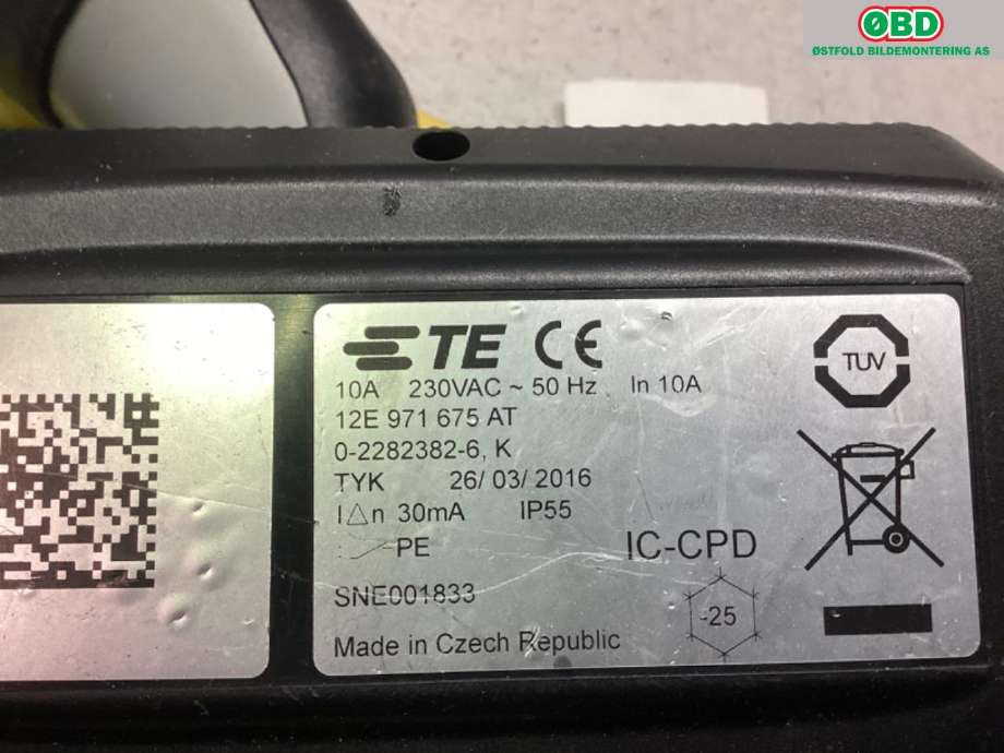 Batterilader kabel til VW e-Golf 2014-2017 (Fase 1)  (VOLKSWAGEN|12E 971 675 CG|1EA 971 675 AP|12E971675AT)