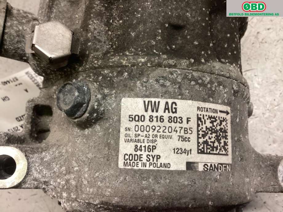 Aircondition kompressor til Škoda Fabia 2014-2021 (Type III) (SKODA|5Q0 816 803 D|)