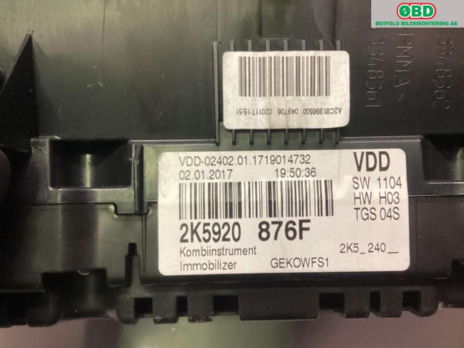 Instrumentpanel til VW Caddy 2015-2020 (Type III, Fase 3)  (VOLKSWAGEN|2K5 920 876 F|)
